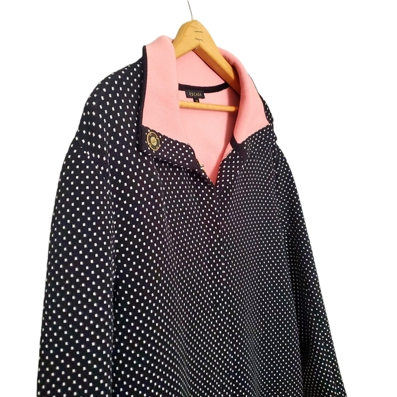 Escada Winter Fall Cardigan Medium M Square Dot Print Hidden Snaps Pink Collar - Picture 10 of 13